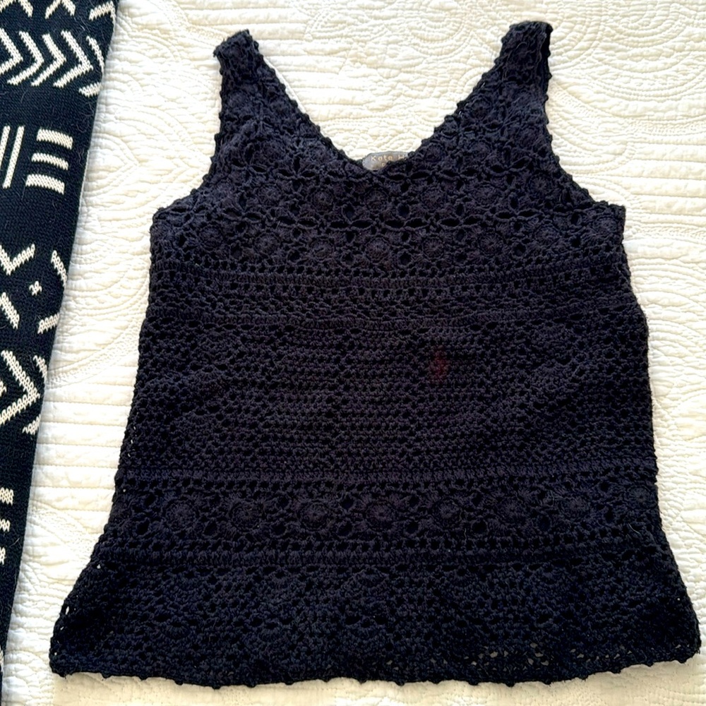 Black Crochet Sleeveless Top
